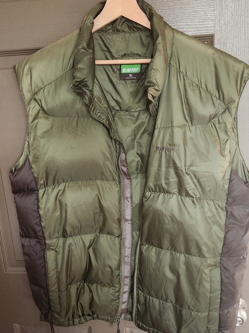 Hi-Tec Olive Green and Dark Brown Quilted Puffer Vest